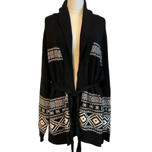 Lane Bryant Cardigan Sweater Womens Plus Size 22/24 Boho Aztec Open Knit Belted - Picture 5 of 9